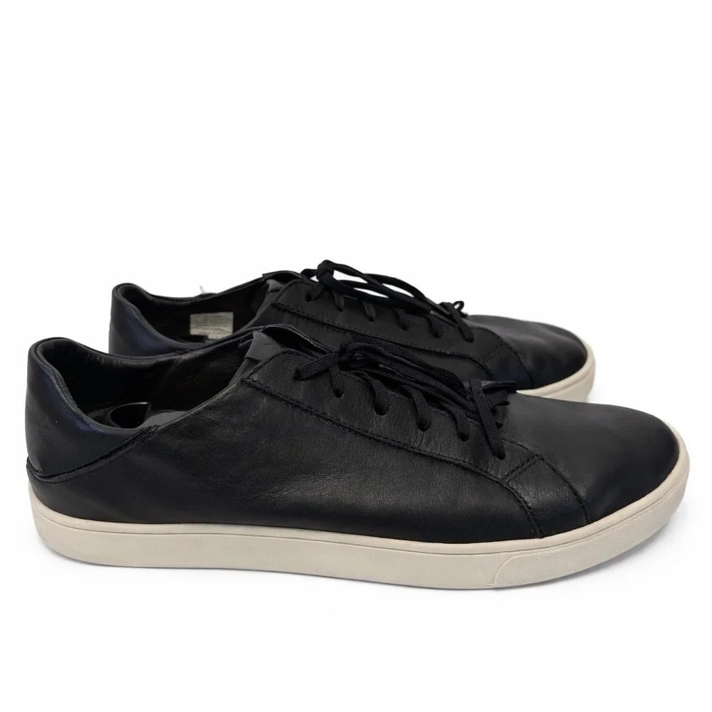 OluKai Kahu Pahaha Mens Black Leather Low Top Sneakers 10414-4019 Size 12 - Picture 5 of 8